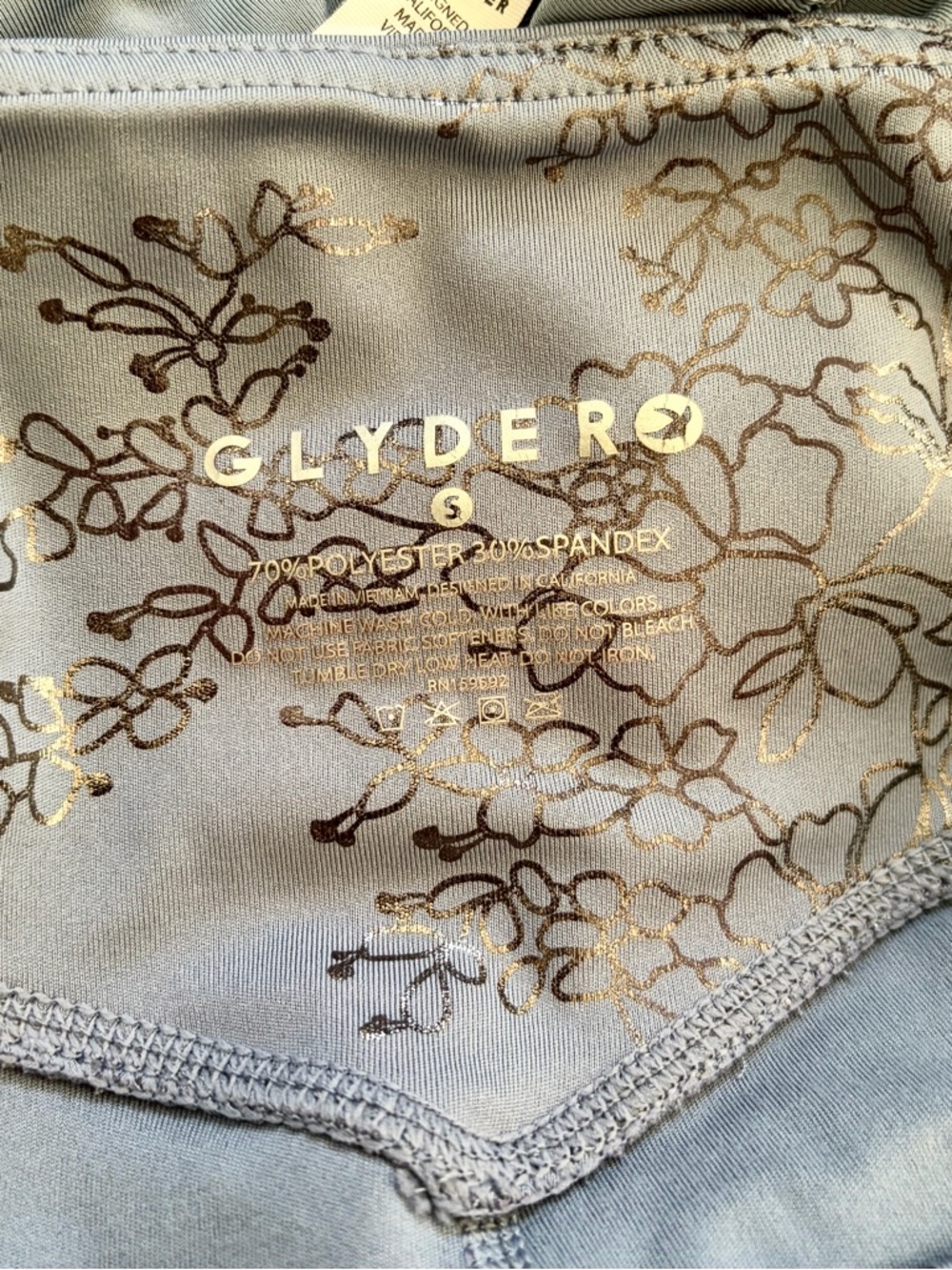 Glyder Splendid Yoga French Blue Silver Lace Floral Bra (M) & Leggings (S) SET - Picture 12 of 12